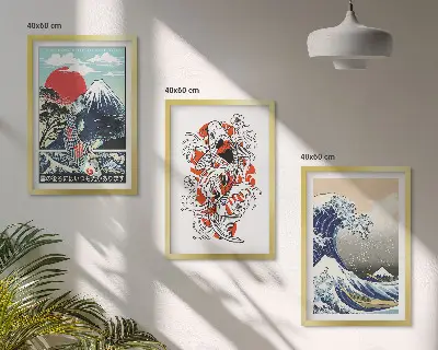 Hokusai Den stora vågen utanför Kanagawa tavelset med ramar