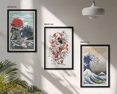 Hokusai Den stora vågen utanför Kanagawa tavelset med ramar