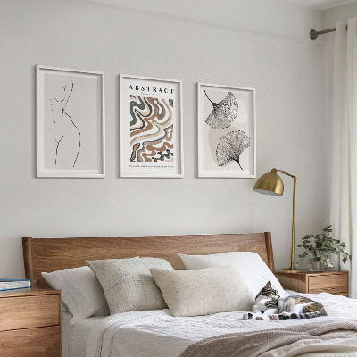 Set om 3 tavlor Abstrakta boho mönster former