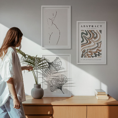 Set om 3 tavlor Abstrakta boho mönster former