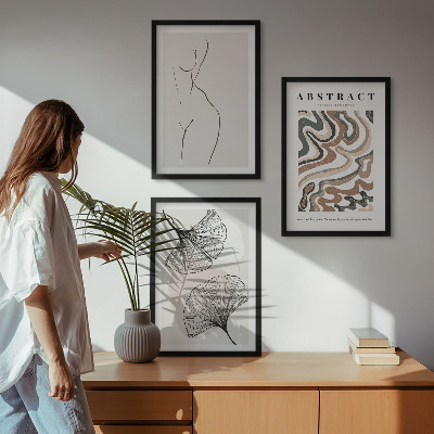 Set om 3 tavlor Abstrakta boho mönster former
