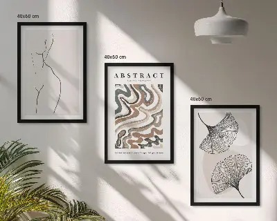Abstrakta boho-tavlor med mönster och former set om 3 stycken