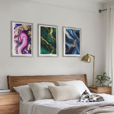 Tavelset ovanför soffa Abstrakta rosgröna mönster