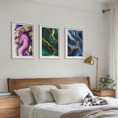 Tavelset ovanför soffa Abstrakta rosgröna mönster