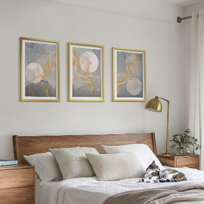 Tavelset ovanför soffa Abstrakta mönster vågor cirklar