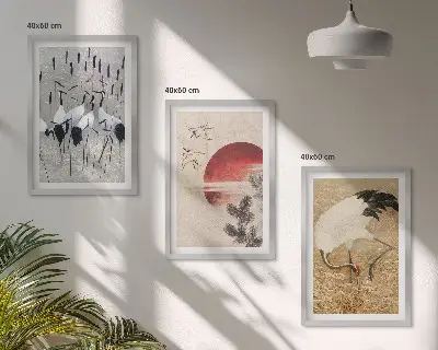 Japanska tranor landskap tavlor i set om 3