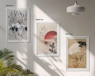 Japanska tranor landskap tavlor i set om 3