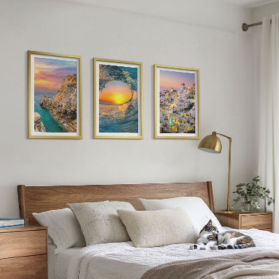 Tavelpaket med ramar Havsvågor vita hus Santorini