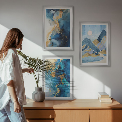 Tavelset ovanför soffa Abstrakta mönster i Blue Mountains