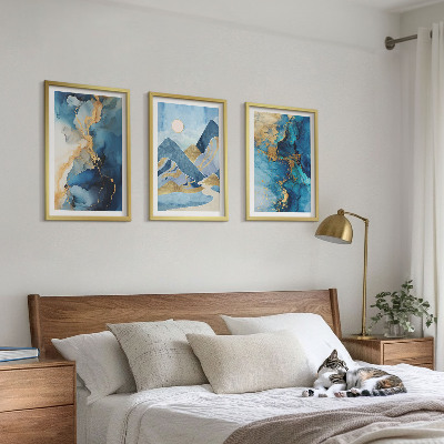 Tavelset ovanför soffa Abstrakta mönster i Blue Mountains