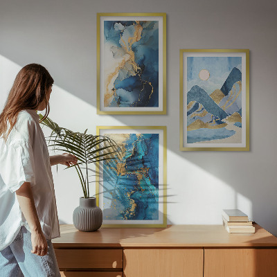 Tavelset ovanför soffa Abstrakta mönster i Blue Mountains