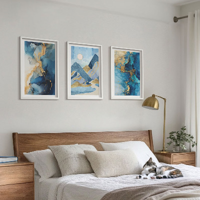 Tavelset ovanför soffa Abstrakta mönster i Blue Mountains