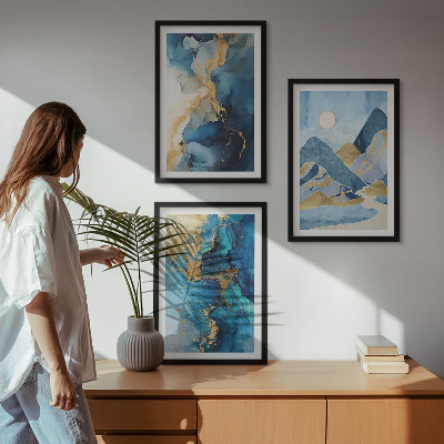 Tavelset ovanför soffa Abstrakta mönster i Blue Mountains