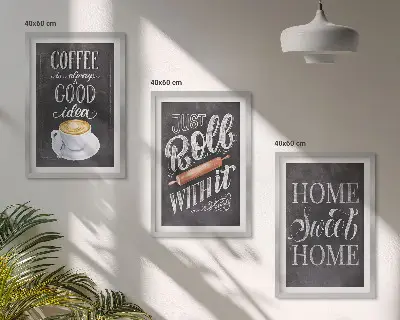 Tavelset till soffvägg hemvärme med kaffemotiv