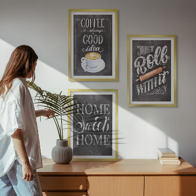 Tavelset ovanför soffa Kaffevals hemvärme