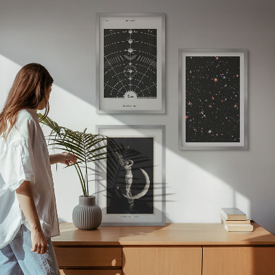 Set om 3 tavlor Solsystemets nattfigur