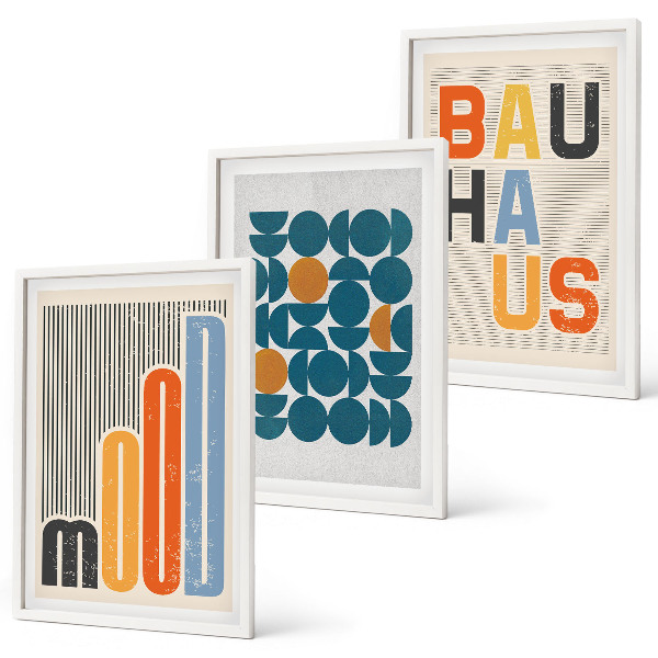 Tavelpaket med ramar Bauhaus geometriska mönster