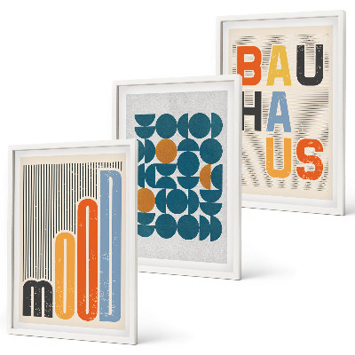 Tavelpaket med ramar Bauhaus geometriska mönster