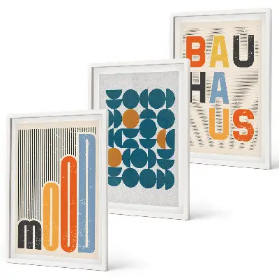 Geometriska Bauhaus-mönster tavelvägg med ramar