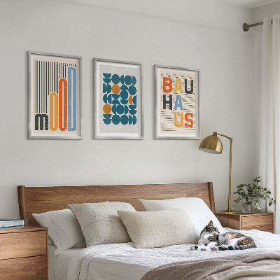 Tavelpaket med ramar Bauhaus geometriska mönster