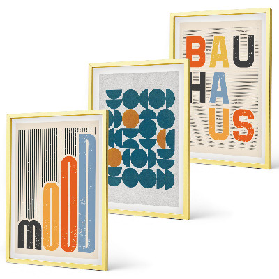 Tavelpaket med ramar Bauhaus geometriska mönster