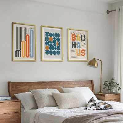 Tavelpaket med ramar Bauhaus geometriska mönster