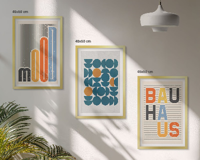 Tavelpaket med ramar Bauhaus geometriska mönster