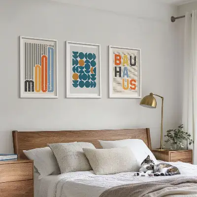 Geometriska Bauhaus-mönster tavelvägg med ramar