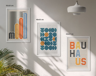 Tavelpaket med ramar Bauhaus geometriska mönster
