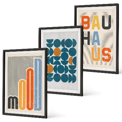 Tavelpaket med ramar Bauhaus geometriska mönster