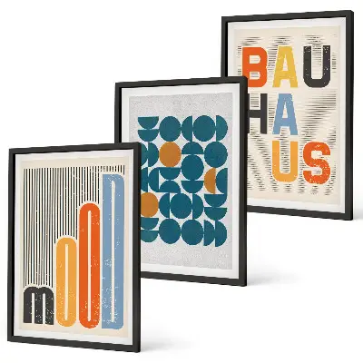 Geometriska Bauhaus-mönster tavelvägg med ramar