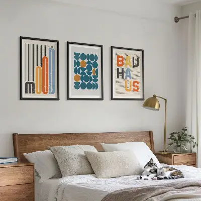 Geometriska Bauhaus-mönster tavelvägg med ramar
