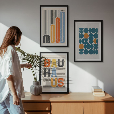 Tavelpaket med ramar Bauhaus geometriska mönster
