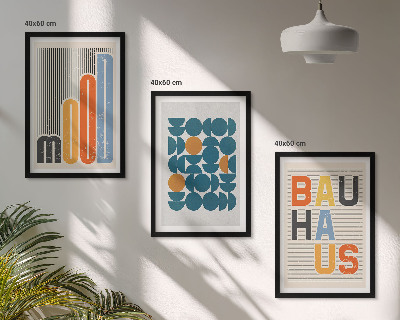 Tavelpaket med ramar Bauhaus geometriska mönster