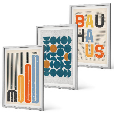 Tavelpaket med ramar Bauhaus geometriska mönster
