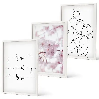 Blommor familj minimalistisk set om 3 tavlor