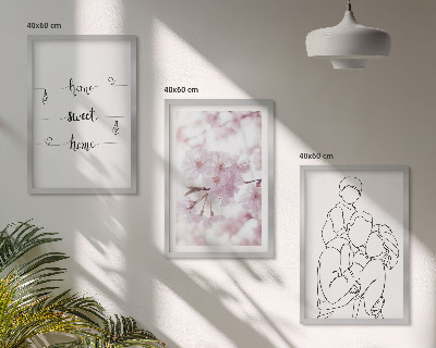 Set om 3 tavlor Blommor familj minimalistisk
