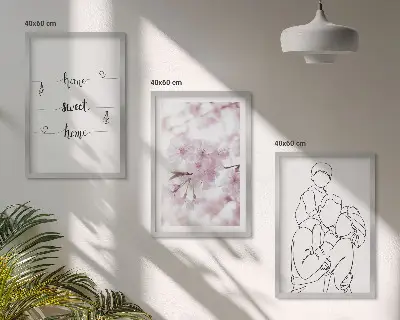 Blommor familj minimalistisk set om 3 tavlor