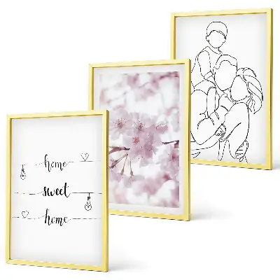 Blommor familj minimalistisk set om 3 tavlor
