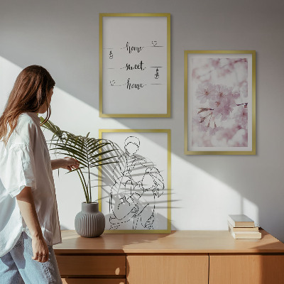 Set om 3 tavlor Blommor familj minimalistisk