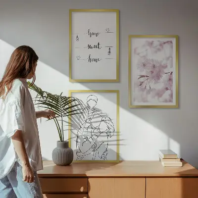 Blommor familj minimalistisk set om 3 tavlor