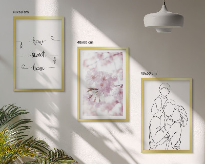 Set om 3 tavlor Blommor familj minimalistisk