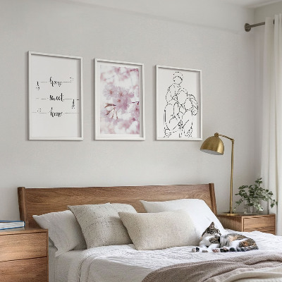 Set om 3 tavlor Blommor familj minimalistisk