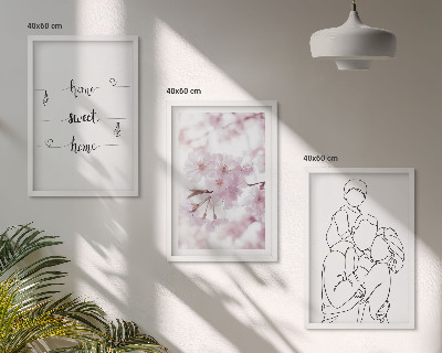 Set om 3 tavlor Blommor familj minimalistisk
