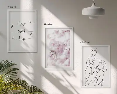 Blommor familj minimalistisk set om 3 tavlor