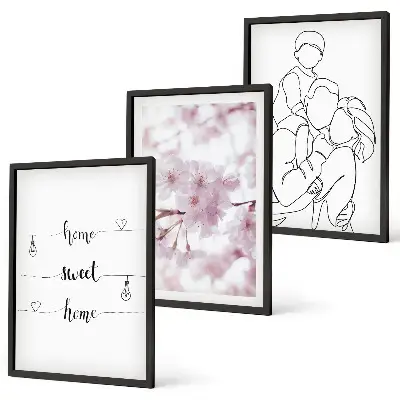 Blommor familj minimalistisk set om 3 tavlor
