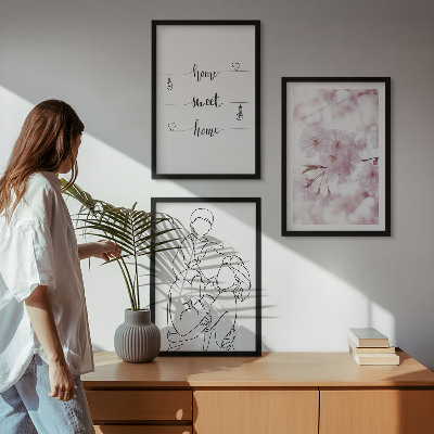 Set om 3 tavlor Blommor familj minimalistisk