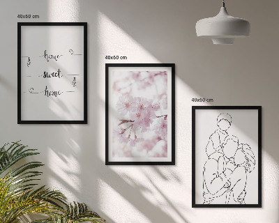 Set om 3 tavlor Blommor familj minimalistisk