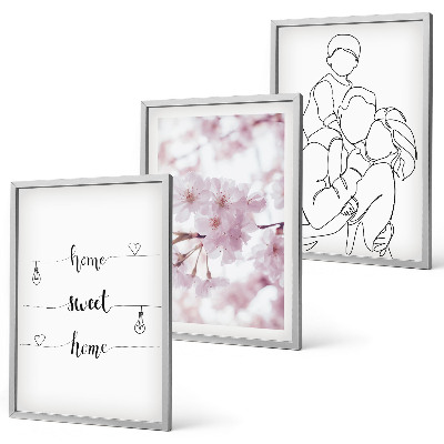 Set om 3 tavlor Blommor familj minimalistisk