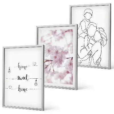 Blommor familj minimalistisk set om 3 tavlor